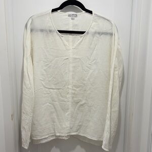 James perse White V-Neck Long-Sleeve cotton Shirt